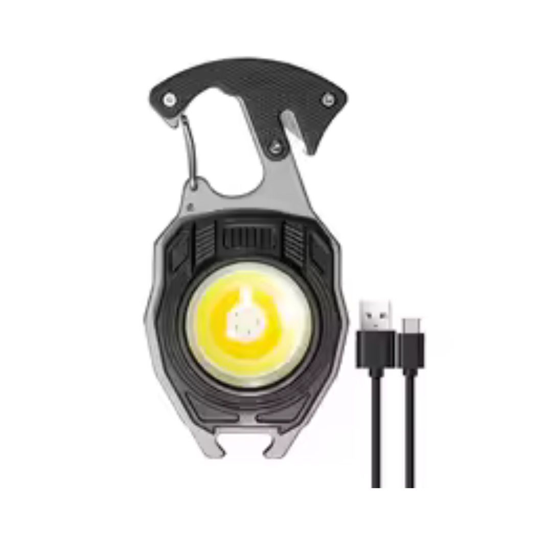 3 Gear Mini Rechargeable Flashlight Pocket Keychain Torch Cigarette Lighter COB Light With Screwdriver Wrench Tactical Lantern