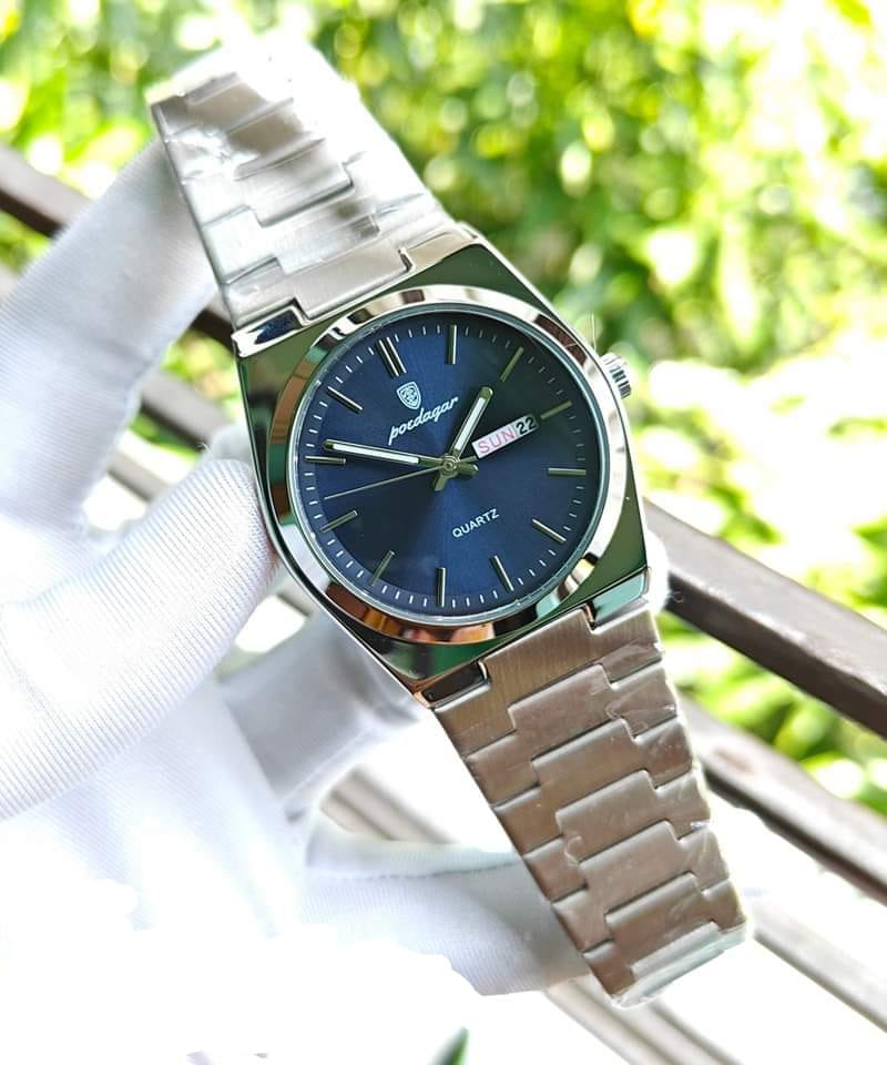 POEDAGAR 930 Men's New Luxury Luminous Date Week Stainless Steel Quartz Watch For Me