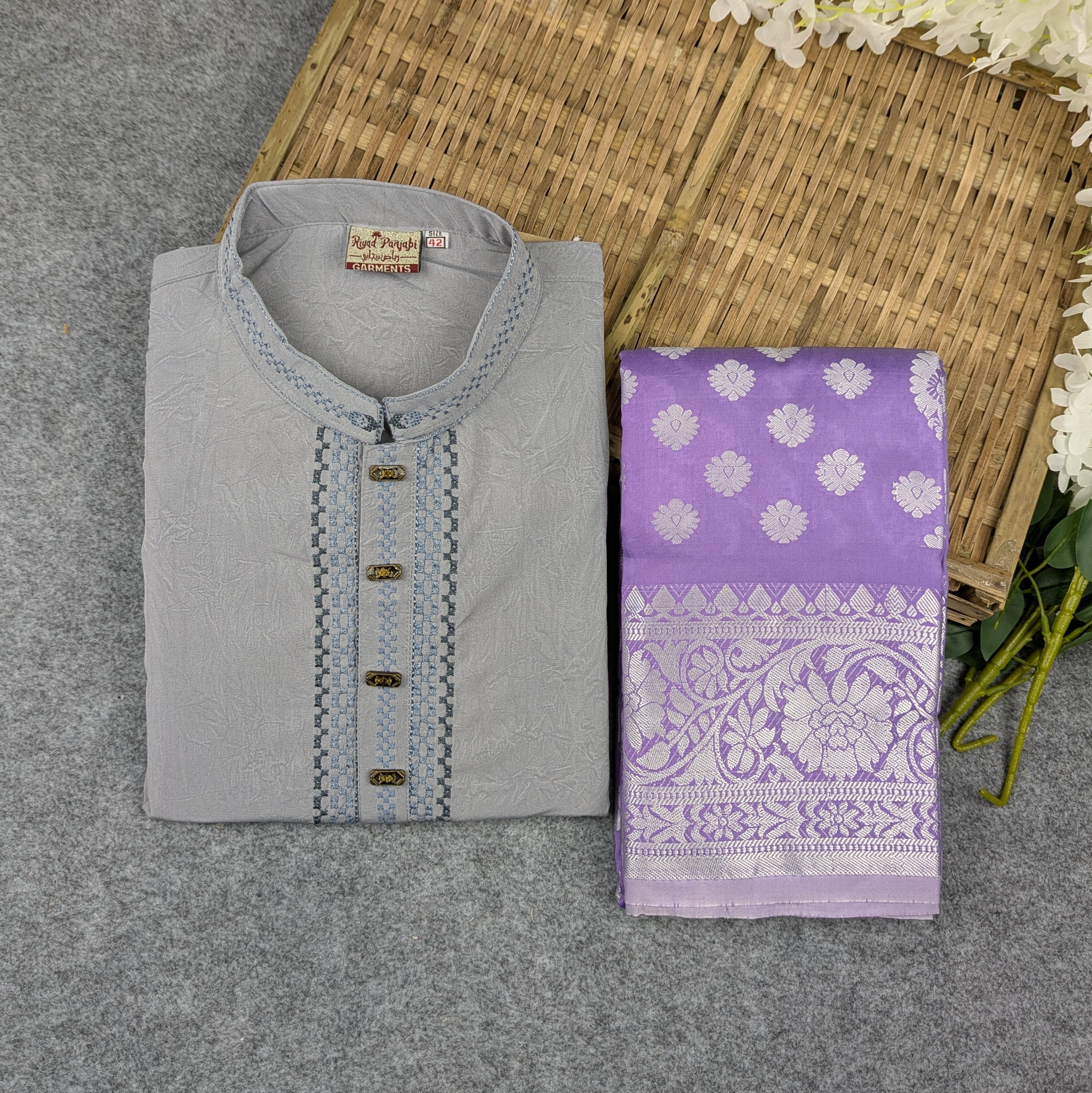 Premium Couple Set (Panjabi, Katan Saree) 