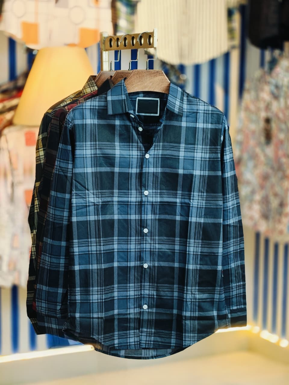 Pure Cotton full Sleeve Check & Print Shirt for Men's