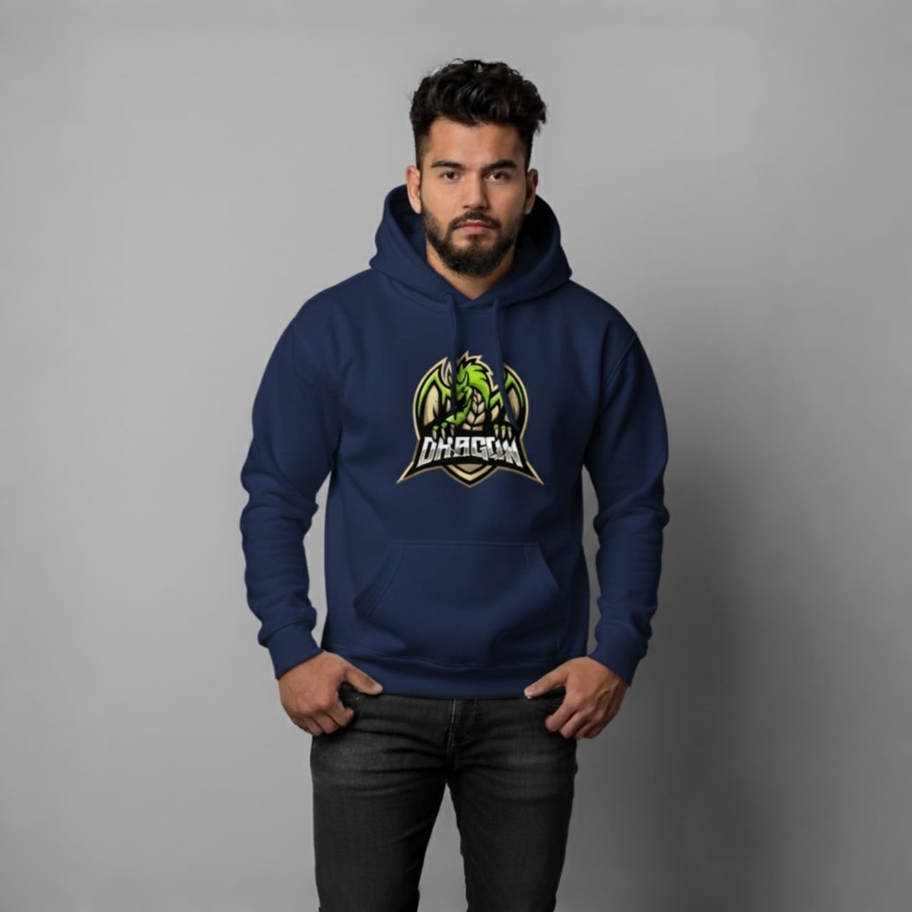 Men's premium printed hoodie (Navy Blue)